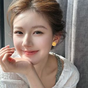 Yellow Flower Pearl Earrings Gentle Forest System Ear Jewelry Fresh out Ear Studs Alloy Plated Silver Gold for Women