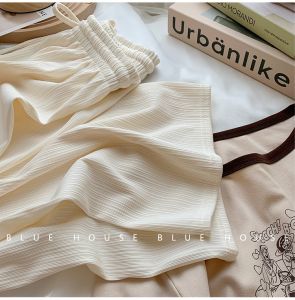 Ice Silk Wide Leg Pants Womens Summer Thin Hanging Sense Casual Pants XS Short Size Korean Style Commute High Waist Long Pants