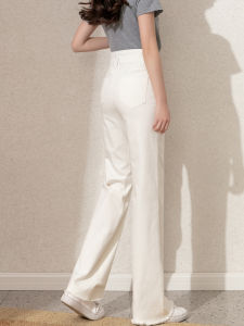 Tiiwgjiy | High Waist Straight Leg Cotton Denim Jeans Womens White Wide Leg Casual Pants Spring Autumn New Style Trousers For Ladies