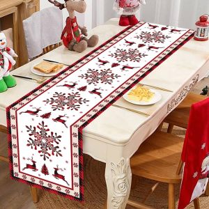 Christmas Elk Table Runner Christmas Decorations For Home 2025 Navidad Natal Xmas Table Decor Gifts Happy New Year Tablecloth