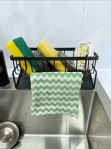 Punch-free Multifunctional Sink Organizer Drain Rack with Soap Towel Holder for Kitchen & Bathroom