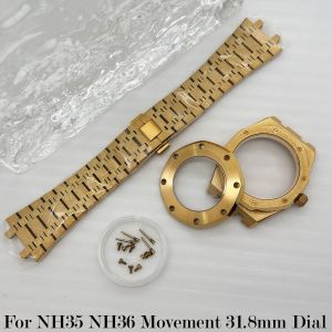 41mm Gold Black Star Sand Steel Case Strap for Oak NH35 NH36 NH70 Automatic Movement Watch Hands for 31.8mm Watch Dial No Logo