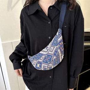 Japanese Style Canvas Dumpling Bag Meria 2023 New Womens Crossbody Shoulder Bag Casual Ethnic Tote for Students