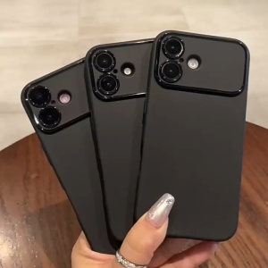 Become 17 Large Window Matte Black Soft TPU Phone Case For iPhone 17 16 15 14 Pro Max Plus 13 12 11 Pro Max X XR XS Simple Silicone Shockproof Phone Cover Soild Color Phone Casing Shell With Full Cover Camera Protection