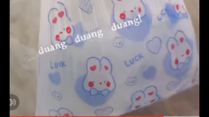 Drawstring Trash Bags Cute Cartoon Heart-Shaped Blue Rabbit Trash Bags with Drawstring Portable Thick Handheld Thickened Trash Bags