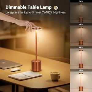 SRIEI Retro Table Lamp Metal Touch Decor for Bar Coffee Table Restaurant Decoration Light Desk LED Rechargeable Night Lights Bedroom
