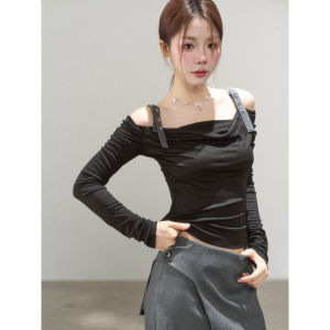 YIKEXIAOYEMEI | Áo Thun Thời Trang Dài Tay Hở Vai Ôm Sát