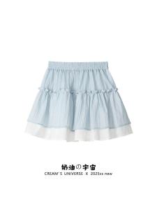 Váy Ngắn Xếp Ly Ren Màu Xanh Tươi Phong Cách Hàn Quốc Cho Nữ Cạp Chun Váy Ngắn Mùa Hè Thường Ngày Váy Chữ a