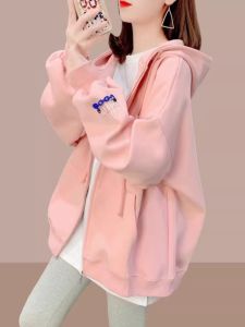 Womens Pure Cotton Hooded Jacket Zipper Midi Length Butt Covering Spring Autumn New Style Casual Comfortable Sweatshirt