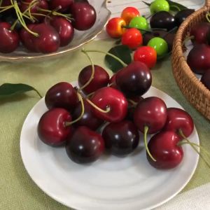 10pcs Buah Cherry Artificial Palsu Ceri Palsubuah Cherry Artificial Ceri Palsu Foam Untuk Properti Foto Aksesori Fotografi Profesional