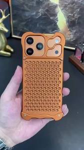 All Metal Alloy Phone Case Borderless Frame For iPhone 17 Air 16 15 Pro Max Honeycomb Heat Dissipation Bumper Shockproof Cover