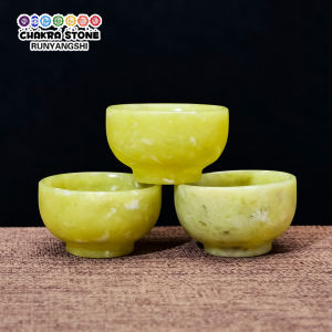 1pc Natural Crystal Rough Stone Huangnan Jade Tea Cup Kung Fu Cup Crystal Rough Stone Polished Tabletop Ornament