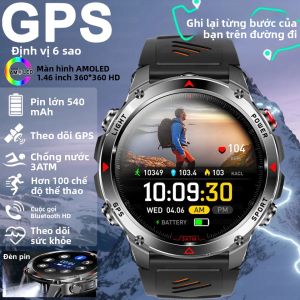 Đồng Hồ Thông Minh Quân Đội Ngoài Trời Dành Cho Nam Màn Hình AMOLED 1.46 Inch Tích Hợp GPS La Bàn Máy Đo Độ Cao Gọi Bluetooth Chống Nước 3ATM Đèn LED Đồng Hồ Thể Thao Thông Minh