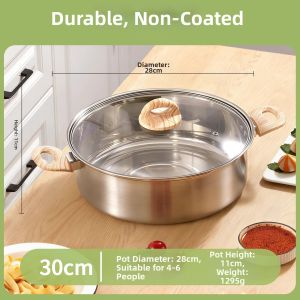 HANXIAO | Dual Chamber Stainless Steel Hot Pot Home & Induction Cooker Suitable Large