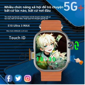 Đồng Hồ Thông Minh S10 Ultra 3 MAX AMOLED 2.29 Inch Cảm Ứng Tích Hợp GPS NFC WIFI La Bàn Camera Xoay 4G Android Wear Dành Cho Nam Và Nữ