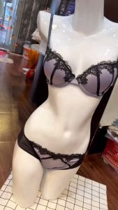 Bộ đồ lót V113 cotton viền ren mút mỏng quần nguyên mông gợi cảm