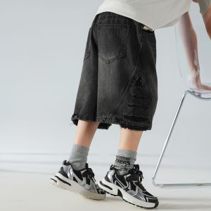 Boys Summer Shorts Korean Style Loose Thin Denim Five-Point Pants Cotton Childrens Wear Wide Leg Trousers for Kids