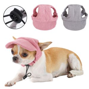 Dog Sun Hat For Small Large Dogs Cats Adjustable Pet Baseball Cap with Ear Hole Windproof Corduroy Puppy Visor Hat Pets Supplies