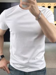 เสื้อยืดแขนสั้นผ้าคอตตอนเนื้อนุ่มเนียนสไตล์ลำลองสำหรับผู้ชาย ทรงสลิมฟิต ป้องกันริ้วรอย ทรงหลวม ลำลอง ฤดูร้อน 2025