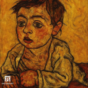 Tranh Nghệ thuật "Em Bé Mắt Xanh" VIETSMART ART - Acrylic 60 x 70cm