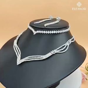 Dây chuyền bông tai nữ Eleanor Accessories bộ trang sức đính đá sang trọng phụ kiện trang sức 5050