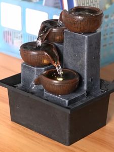 water flowing luminous Office Tabletop fountain ornament Home Gardening Decoration Crafts Office supplies Business gift