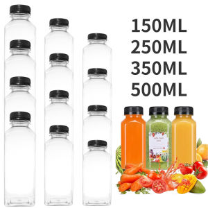150/250/350/500ML Transparent Plastic Bottle with Lid Reusable Beverage Milk Dispensing Bottle Household Juice Refrigeration Dispensing Storage Bottle