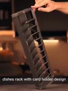 Premium Upgraded Aluminium Plate Dish Bowl Adjustable Rack Divider Inserting Stacking Plates Holder Cabinet Drawer Organizers