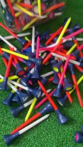 10Pcs Plastic Double-layer Golf Tees Multi Color 83mm Durable Rubber Cushion Top Golf Ball Holder Golf Accessories