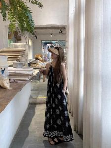 Kumikumi Summer Floral Embroidery Loose Womens Dress Vacation Style Off-Shoulder Long Skirt Korean Version A-Line Gown