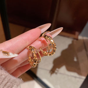 S925 Silver Needle Hong Kong Style C-Shaped Hoop Earrings Womens Metal Feel Cold Style Ear Jewelry Fashionable Trendy