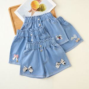 Girls Summer Denim Shorts Thin High Waist Cotton Kids Outerwear Trousers Casual Style Short Pants for Children And Toddlers