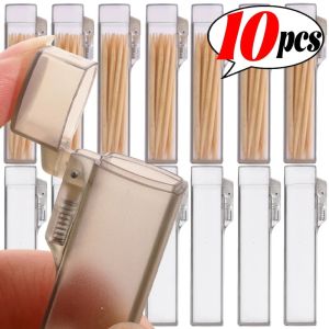 10PCS Portable Toothpick Box Plastic Reusable Toothpick Storage Holders Cotton Swab Case for Home Living Room Outdoor Travel