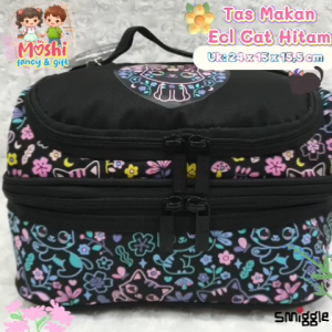 Lunch Bag Motif Eclipse Black / Lunch Bag Motif Cat Kucing Hitam / Tas Bekal Kucing Anak Perempuan / Tas Makan Anak Tenteng Tanpa Tali Selempang - Ecl Cat Hitam