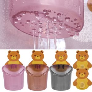 Cute Bear Pattern Wall Mounted Toothbrush Storage Rack Bathroom Multifunctional Toothbrush Container Bathroom Accessories