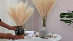 56cm Pink Colorful Faux Pampas Grass Fluffy Artificial Bulrush Branches Boho Decoration