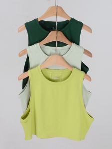 Lulu Same Style Pure Color Muscle Love Loose Leisure Sports Overclothes Short Quick-Drying Sports Sleeveless T-shirt