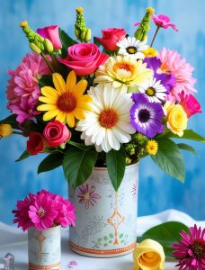 HUACAN Full Kits Diamond Painting Vibrant Floral Bouquet 5D Diamond Embroidery Kits DIY Art Mosaic Home Decor