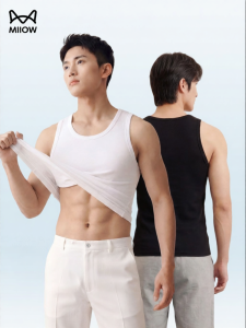 MiiOW | Cotton Ice Silk Mens Vest Summer Round Neck Sleeveless Undershirt