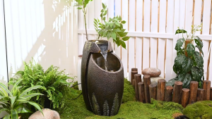 Elegant LED-illuminated Self-Contained Water Fountain with Fengshui Rocky Design Fast Installation Indoor/Outdoor Garden Décor