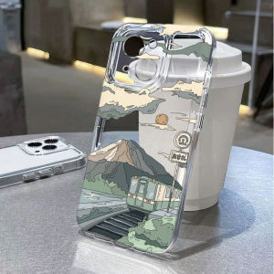 Japanese Mount Fuji Train Phone Case For iPhone 17 Air 16E 16 15 14 11 Pro Max Plus 13 12 Mini 8 7 Transparent Shockproof Cover