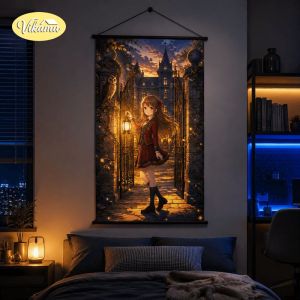 VIKAMA Gothic Dark Fantasy Moon Rose Tấm Thảm Huyền Bí Động Vật Anime Nghệ Thuật Treo Tường Thẩm Mỹ Trang Trí Phòng Ngủ Chống Thấm Nước Có Thể Giặt Bằng Máy