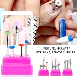 7pcs Diamond Milling Cutters Nail Drill Bits Electric Manicure Pedicure Machine Tools Accessories Bit