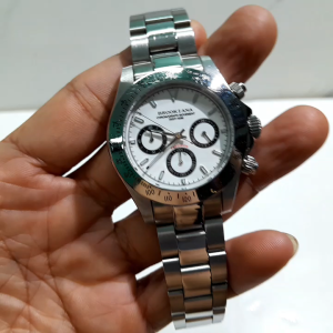 Đồng hồ đeo tay BROOKIANA Chronograph size 42mm dây kim loại mặt trắng thép đúc Second Hand