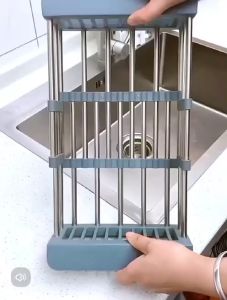 OHHDEER Adjustable Stainless Steel Dish Drying Sink Rack Drain Strainer Basket Kitchen Accessories