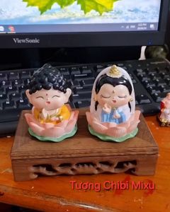 Bộ đôi tượng Phật Tổ Quan Âm chibi 7.3cm