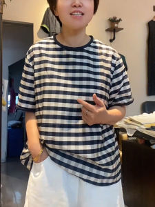 UYFY | Retro Plaid Short Sleeve T-Shirt Womens Casual Fashionable Summer New Loose Top High Waist A-Line Skirt Commute Style