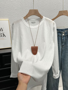 Slimming Effect Pure Cotton Long Sleeve Base Shirt Womens Loose Casual Style Fashionable Autumn Top Layering Versatile T-shirt