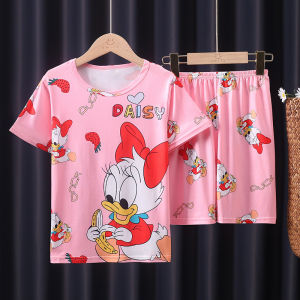 Bộ Đồ Ngủ Mùa Hè Cho Trẻ Em Tay Lửng Quần Short Mỏng Mặc Ở Nhà Điều Hòa Không Khí Cho Bé Trai Và Bé Gái