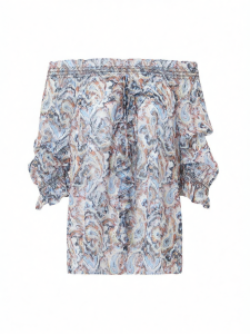 BADINA | One-shoulder Blouse Women Printed Chiffon Top